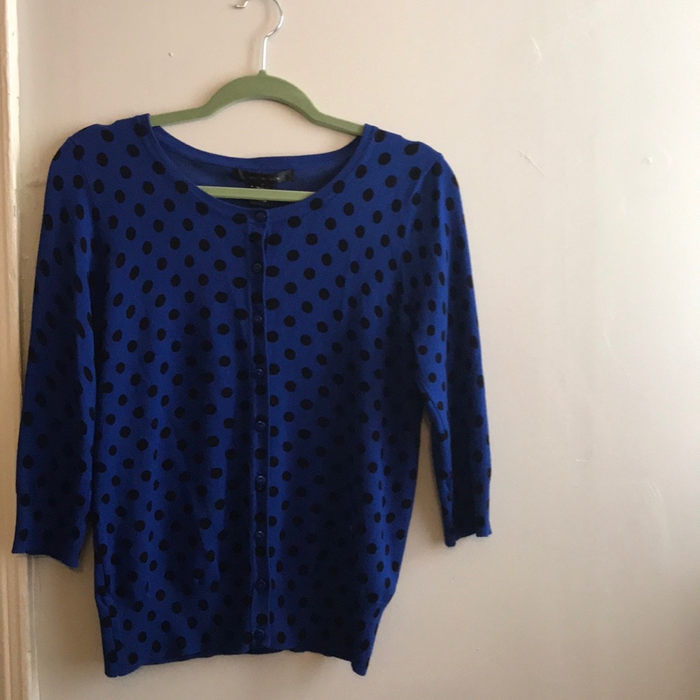 Blue & Black Polka Dot Cardigan